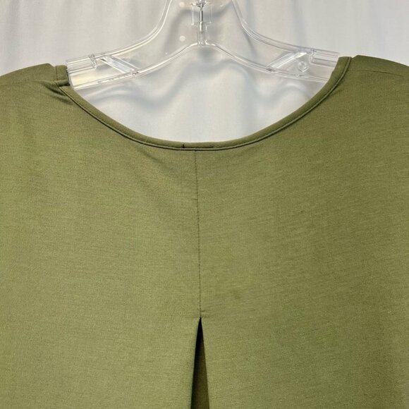Bobi Los Angeles Womens Blouse Olive Green Short Sleeve Lace Up Detail Pleat S - Picture 8 of 10
